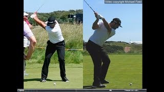 Jon Rahm golf swing  Long Iron faceon amp downtheline July 2017 [upl. by Aliam]