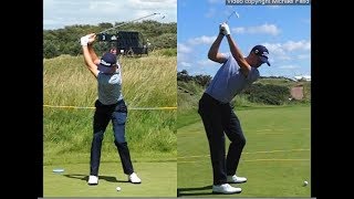 Justin Thomas golf swing  Long Iron faceon amp downtheline July 2017 [upl. by Zuleika681]