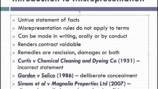 Misrepresentation Lecture 1 of 4 [upl. by Annaicul]